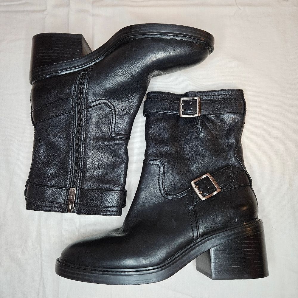 Vince Camuto Vergila Buckled Moto Booties Black Leather NWT Sz 8.5